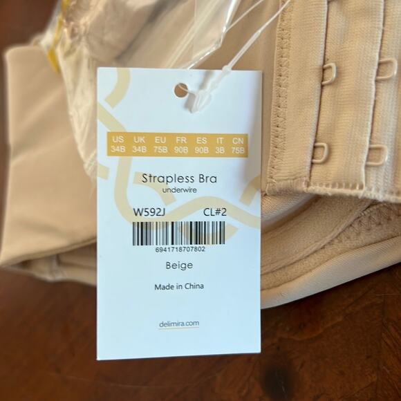 Delimira Natural Beige Underwire Bra with removable straps Woman Size 34B - Picture 7 of 9